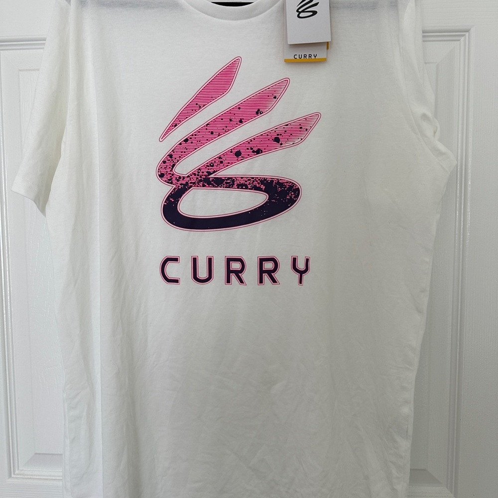 Men’s Under Armour x Curry White Tee with Pink Logo
